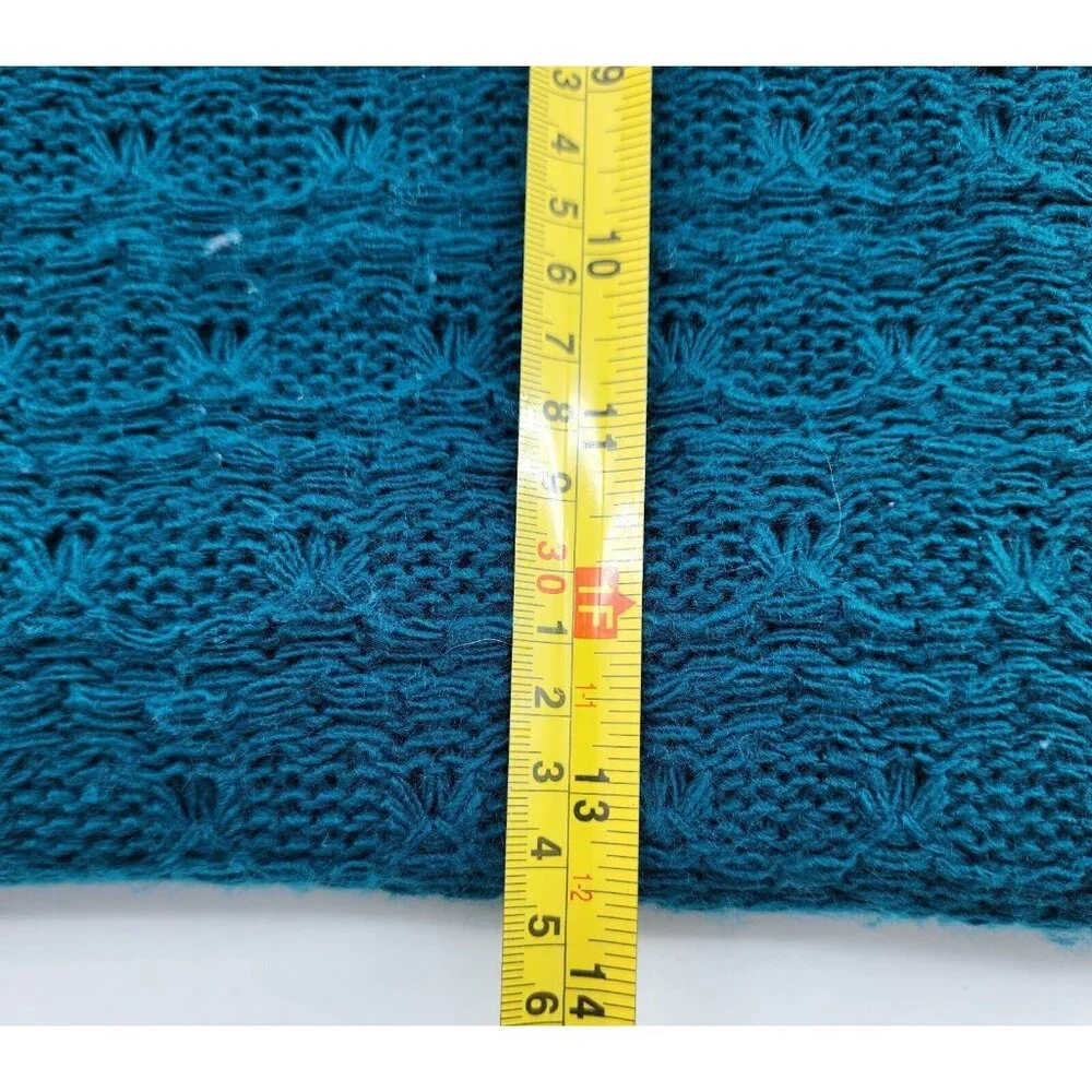 Vtg‎ Everitt Set of 2 Knit Scarf/Hat with Faux Fur Trim Blue/Black 100% Acrylic